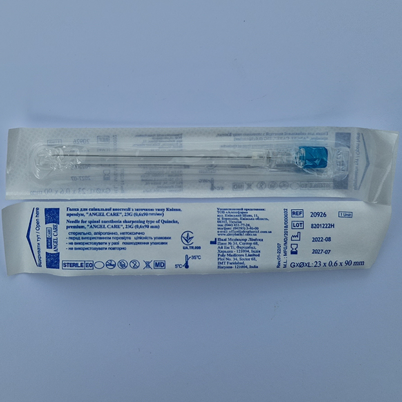 Голка для спінальної анестезії заточка тип Квінке преміум ANGEL CARE 23G 0,6x90